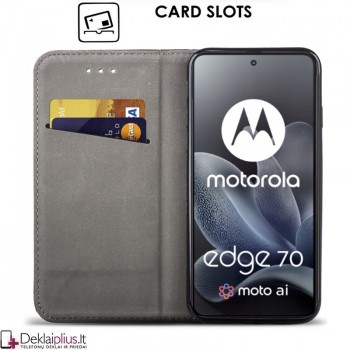 Telone dirbtinos odos dėklas - juodas (Motorola Edge 70) Telone dirbtinos odos dėklas - juodas (Motorola Edge 70)
